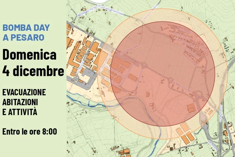 Bomba day a Pesaro, il piano dell'evacuazione di domenica 4 dicembre