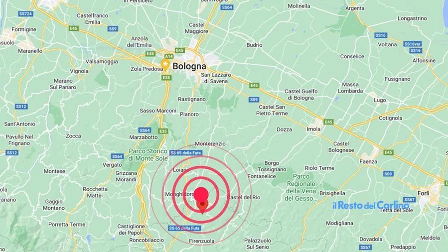 L'epicentro del terremoto, foto Ingv Googlemaps