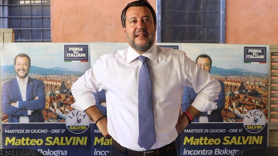 Matteo Salvini a Bologna (foto Schicchi)