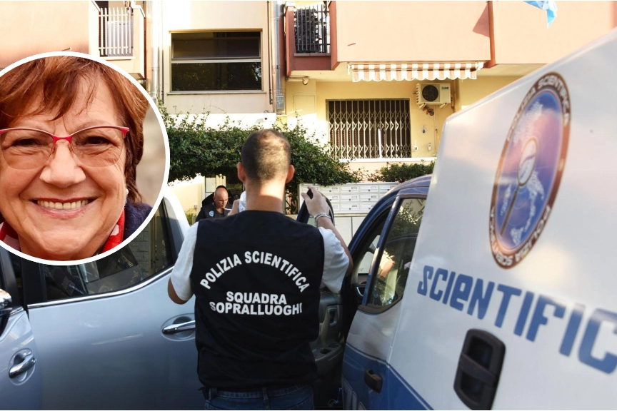 La Scientifica in via del Ciclamino a Rimini. Nel tondo Pierina Paganelli, ammazzata con 17 coltellate