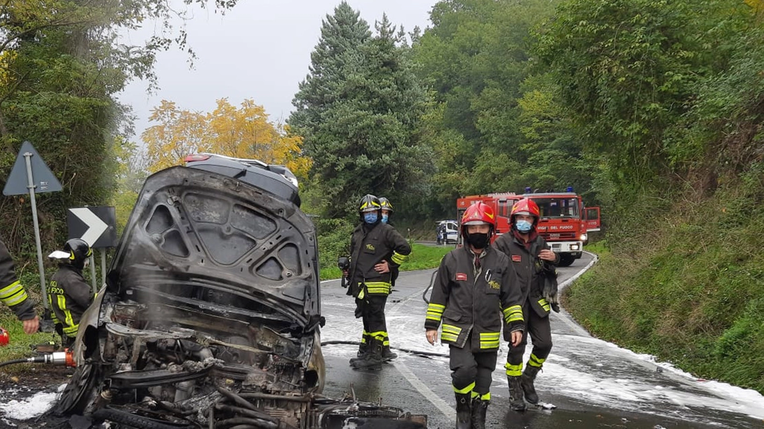 Incidente sulla strada Montanara a Fontanelice (foto Isolapress)