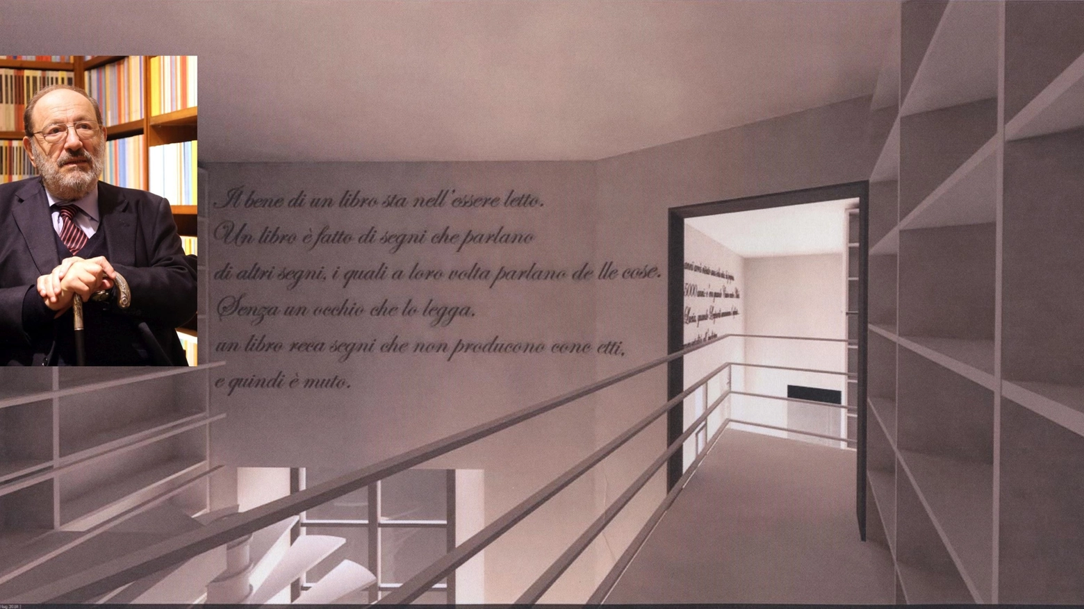 Come sarà la biblioteca, nel riquadro Umberto Eco