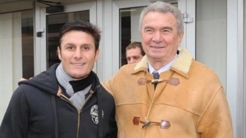 Tagliavini con l'ex capitano dell'Inter, Zanetti in una recente visita ad Appiano Gentile