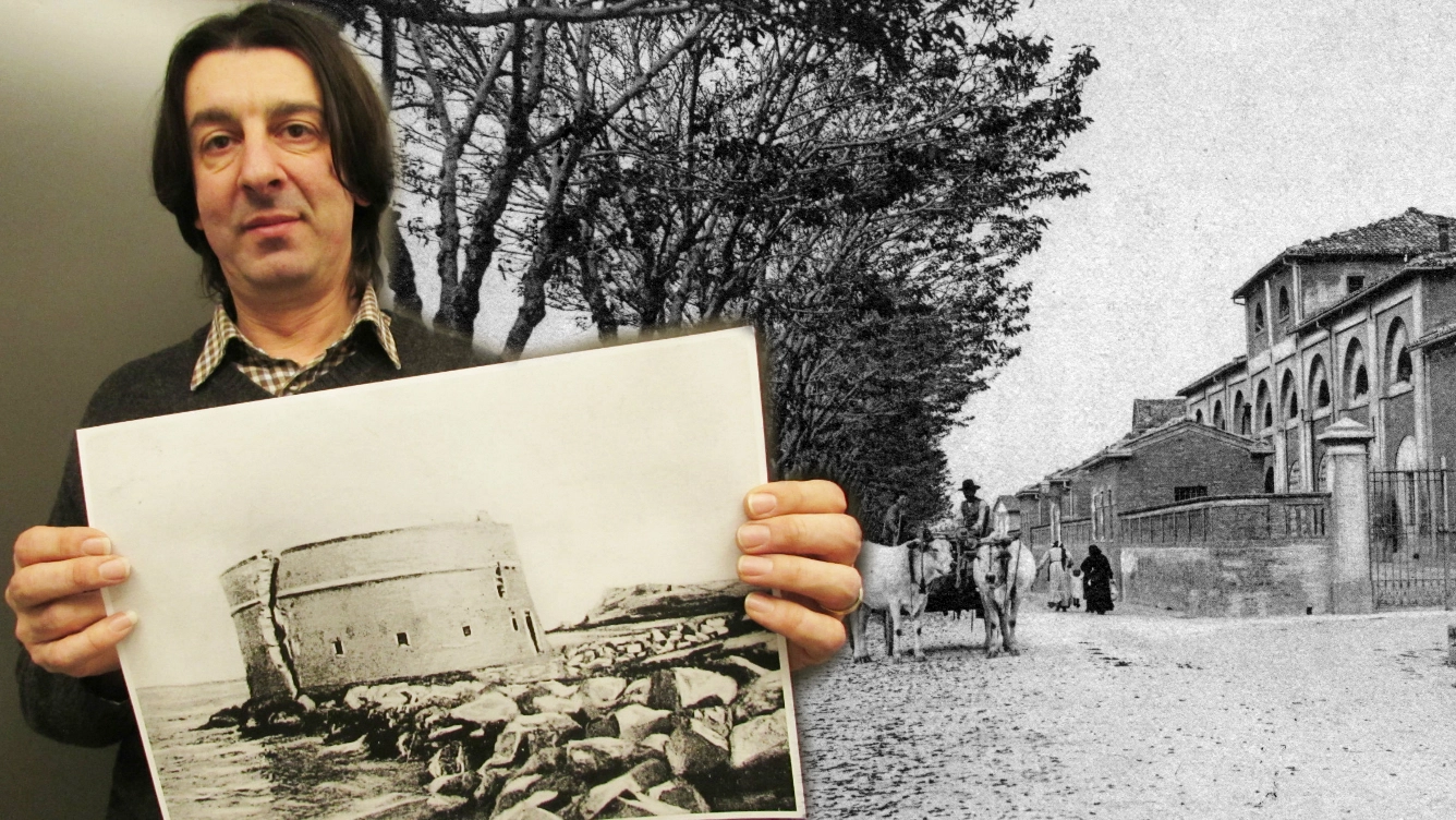 Gabriele Stroppa Nobili con due immagini del suo grande archivio