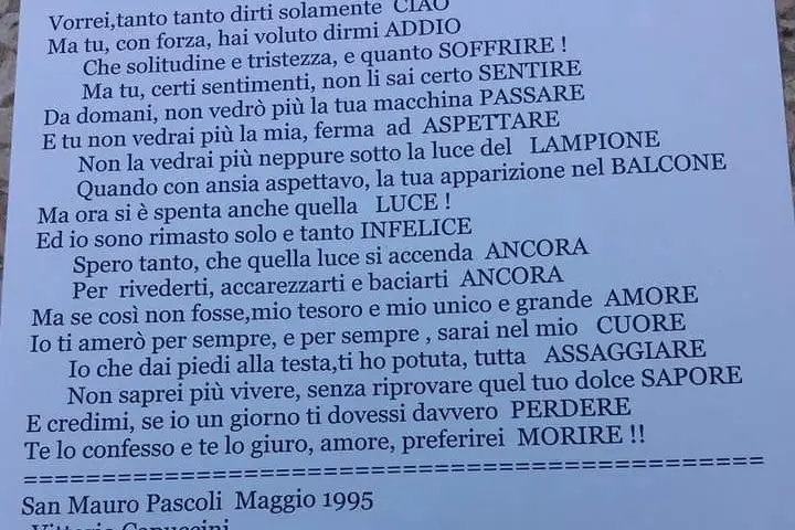 Una lettera intitolata 'Un addio' pubblicata da Capuccini su Facebook