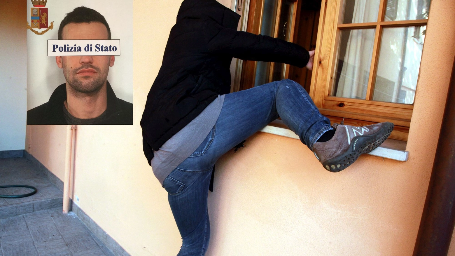 Nel riquadro, il 27enne albanese arrestato 