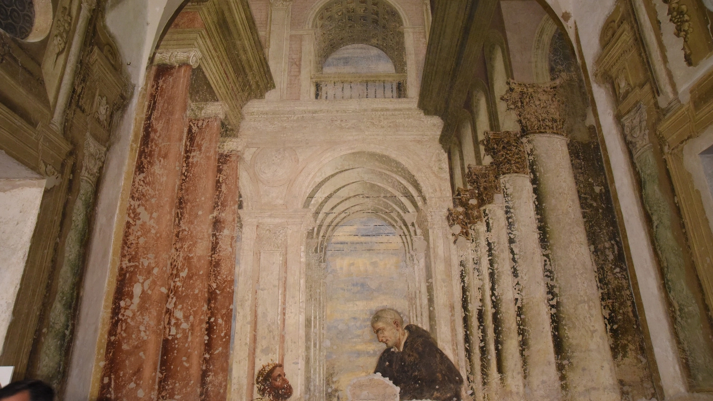 L’opera è attribuita a Bernardino Cervi, allievo di Guido Reni. Era coperta da intonaco e ridipinture