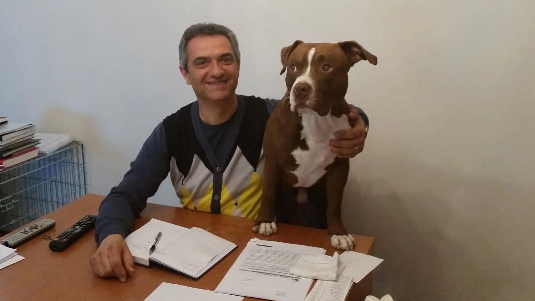 L’imprenditore Maurizio Bucci con il cane Thor