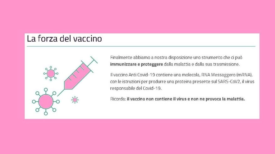 Vaccino anti Covid, una slide della Regione Emilia Romagna