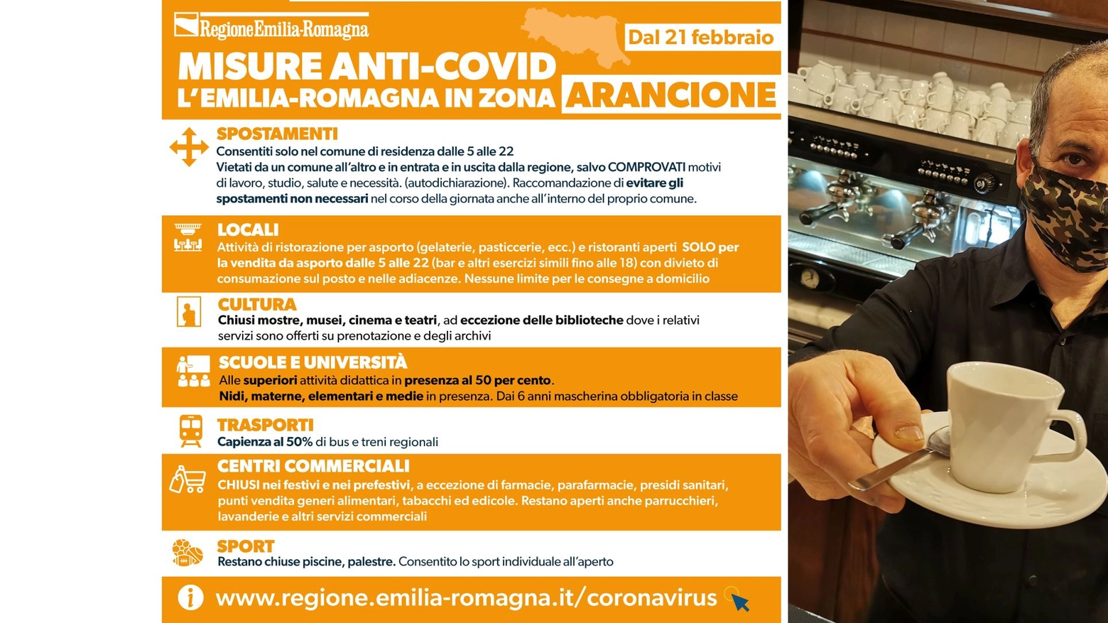 Emilia Romagna da oggi in zona arancione: cambiano le regole