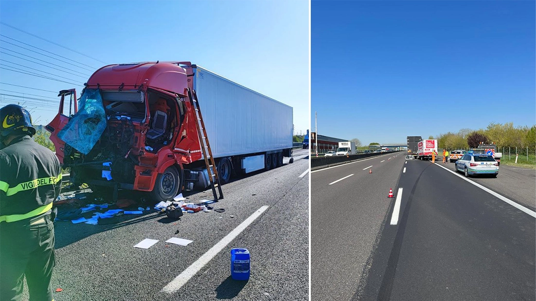Incidente tra camion oggi sull'A1 tra Modena e Reggio Emilia