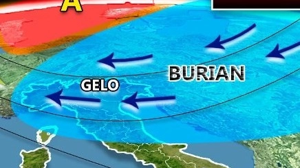 Burian porta freddo e neve anche nelle Marche (Grafico Il Meteo)