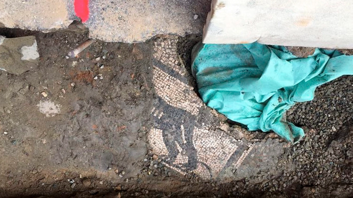 La parte di mosaico trovata in via Strinati