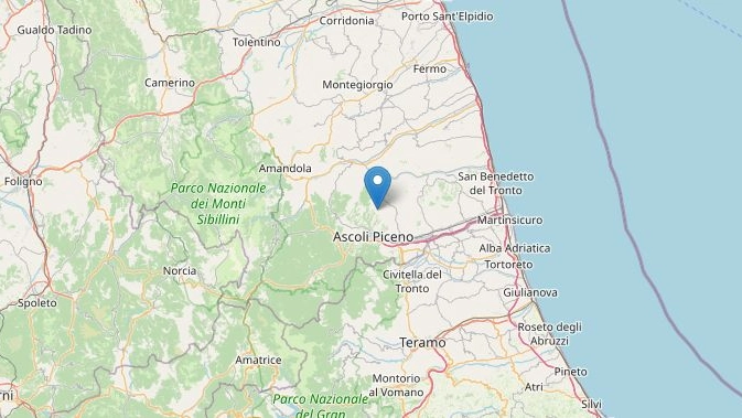 Terremoto del 7 luglio 2023: scossa di magnitudo 2.9 a Castignano (Openstreetmap Ingv)
