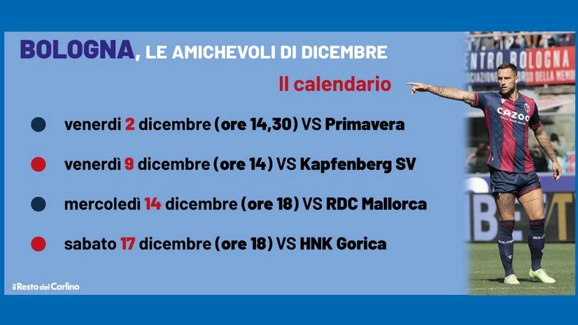 Bologna, il calendario delle amichevoli di dicembre