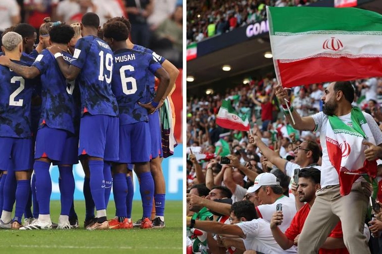La squadra di calcio americana e tifosi iraniani allo stadio