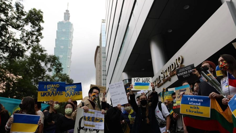 Proteste a Taipei contro la guerra in Ucraina