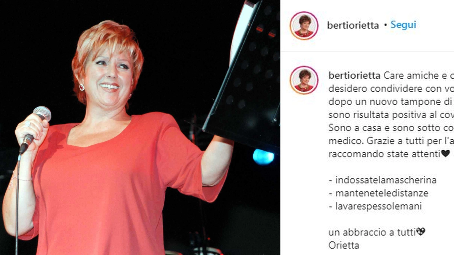 Orietta Berti su Instagram: "Sono positiva al Covid" (Pressphoto)