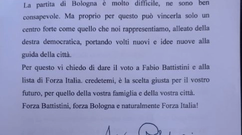 La lettera di Berlusconi ai bolognesi