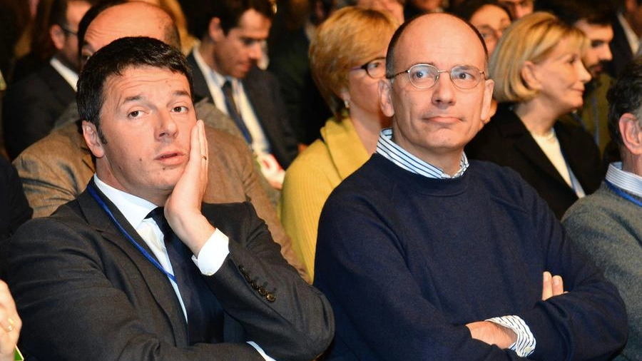 Matteo Renzi ed Enrico Letta (ImagoE)