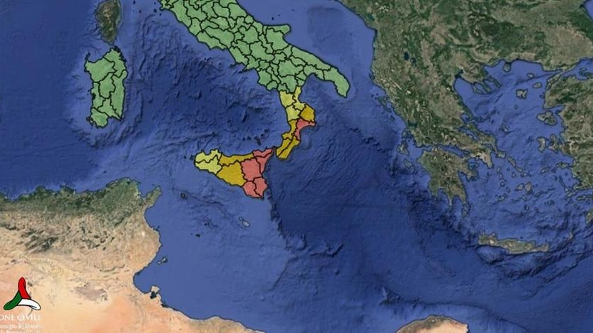 Allerta meteo in Sicilia e Sardegna per il 30 ottobre (Dpc)