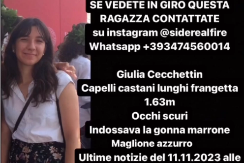 L'appello diffuso su Instagram per rintracciare Giulia