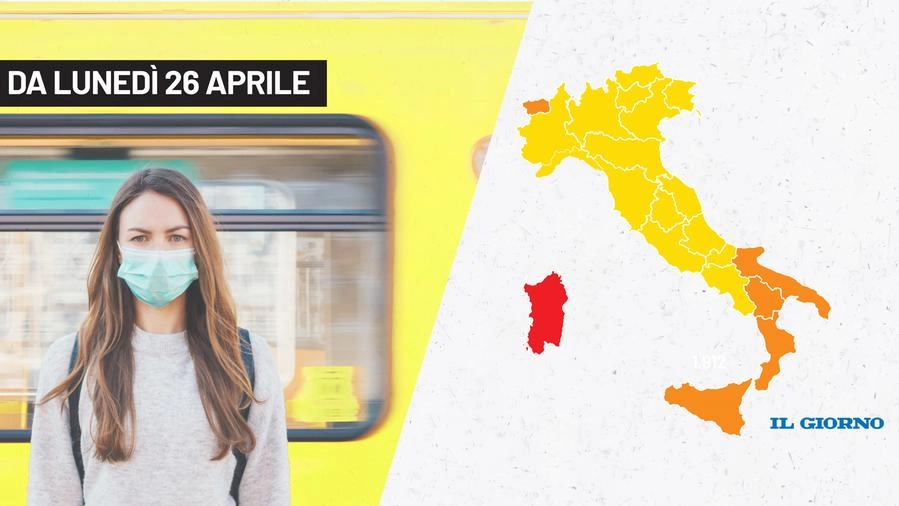 Colri regioni, nuova mappa dell'Italia dal 26 aprile