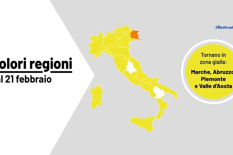 Quasi tutta Italia è in zona gialla da oggi, 21 febbraio