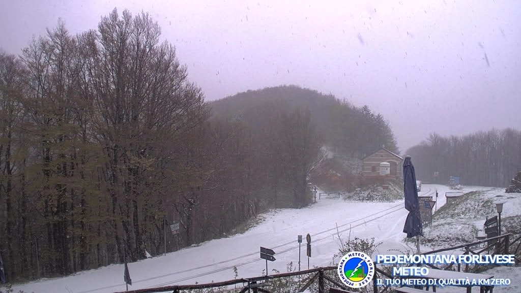 Nevica sul Passo della Calla: foto tratta dal profilo Facebook di Emilia Romagna Meteo