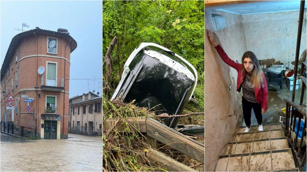 With Zanasi in Bazzano on May 20, basements are flooded and cars are off the road in Monteveglio
