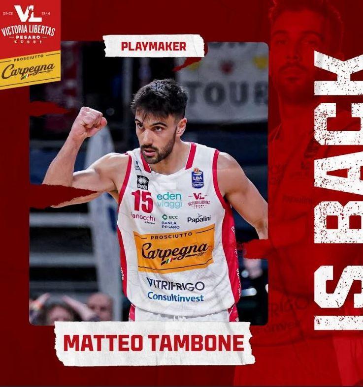 Matteo Tambone torna alla Vuelle Pesaro con un contratto biennale Matteo Tambone torna alla Vuelle Pesaro con un contratto biennale