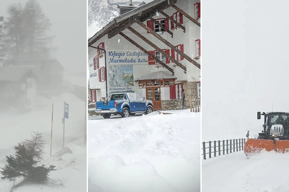 Neve al rifugio Marmolada (profilo Facebook del gestore Carlo Budel)