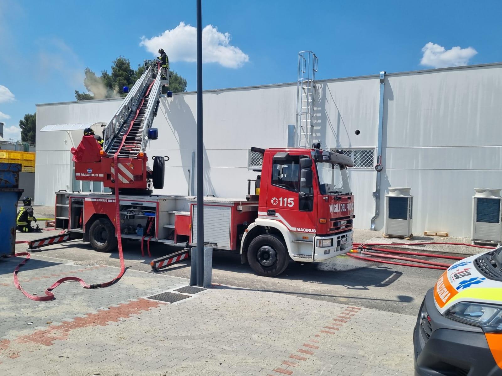 incendio a imola fumo nero dal tetto di un capannone in via selice