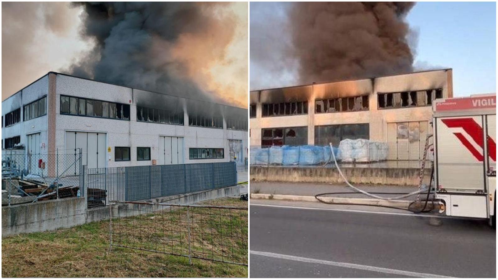 incendio a mercato saraceno rogo in un8217azienda di plastiche alta colonna di fumo nero