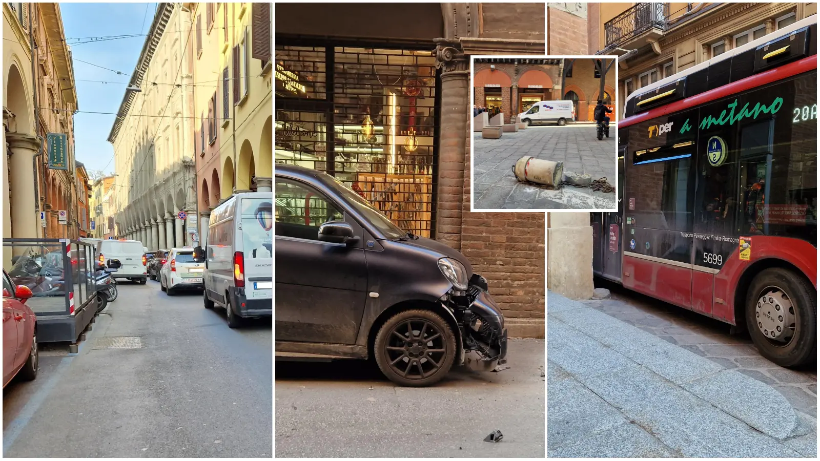 Traffico in tilt in centro a Bologna, ingorgo e danni: cos’è successo