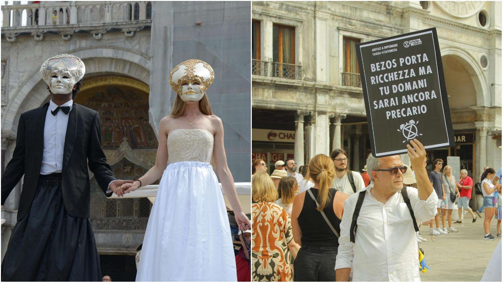 protesta 8216no bezos8217 a venezia 2 finti sposi contro il matrimonio di lusso