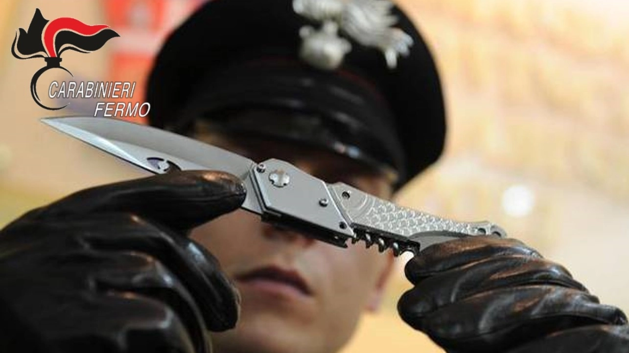 Uno dei coltelli sequestrati dai carabinieri