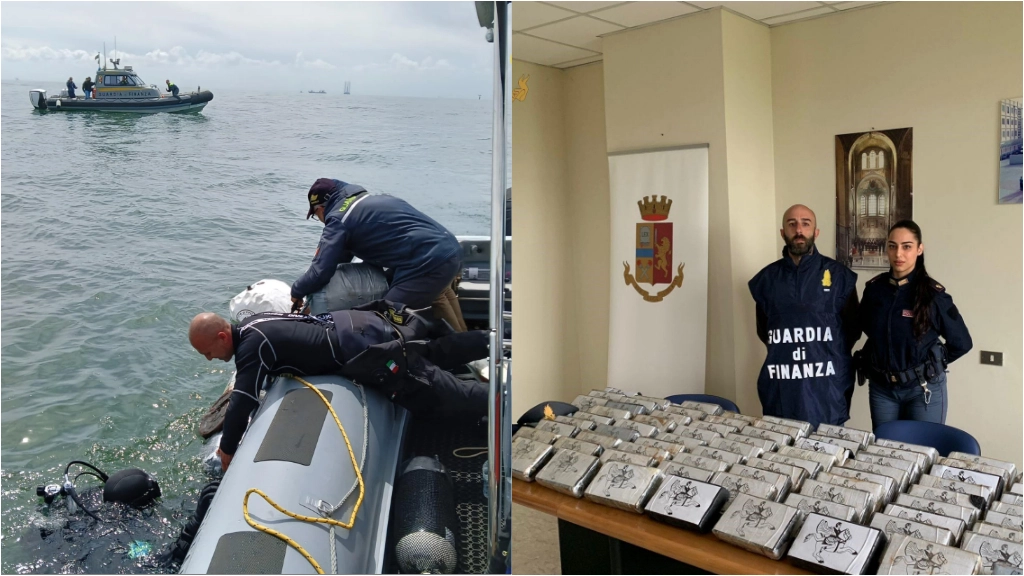 L'operazione congiunta di Polizia e Guardia di Finanza di Ravenna: il valore della droga, che si trovava nella parte immersa dello scafo, è stimato in oltre cinque milioni di euro