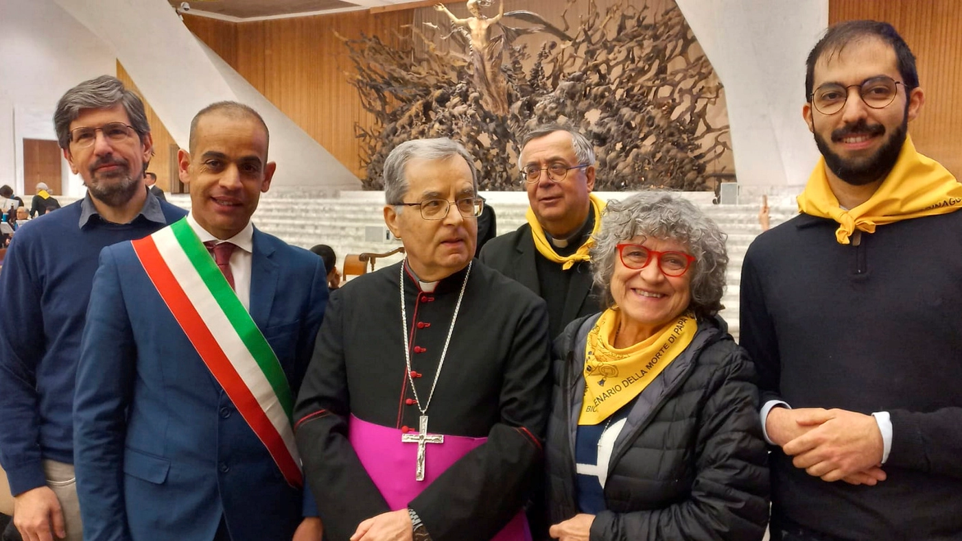 Camillo Acerbi, Christian Castorri, il vescovo Douglas Regattieri, don Giordano Amati, Monica Rossi ed Enrico Cangini