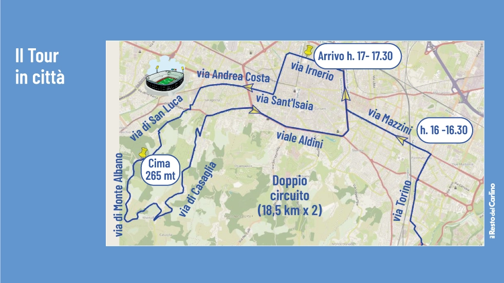 Il Tour de France 2024 arriva a Bologna: ecco il doppio circuito in città