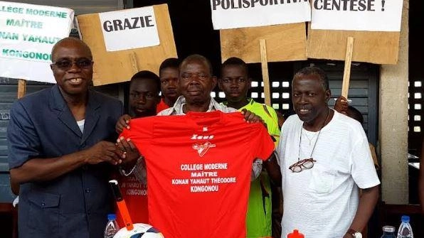 La Polisportiva Centese dona maglie da calcio alla scuola di Kongonou, Costa d’Avorio, come ringraziamento al padre di Yahaut Gerard. La comunità locale lo onora intitolandogli la scuola. La Polisportiva valuta ulteriori interventi per sostenere i ragazzi.