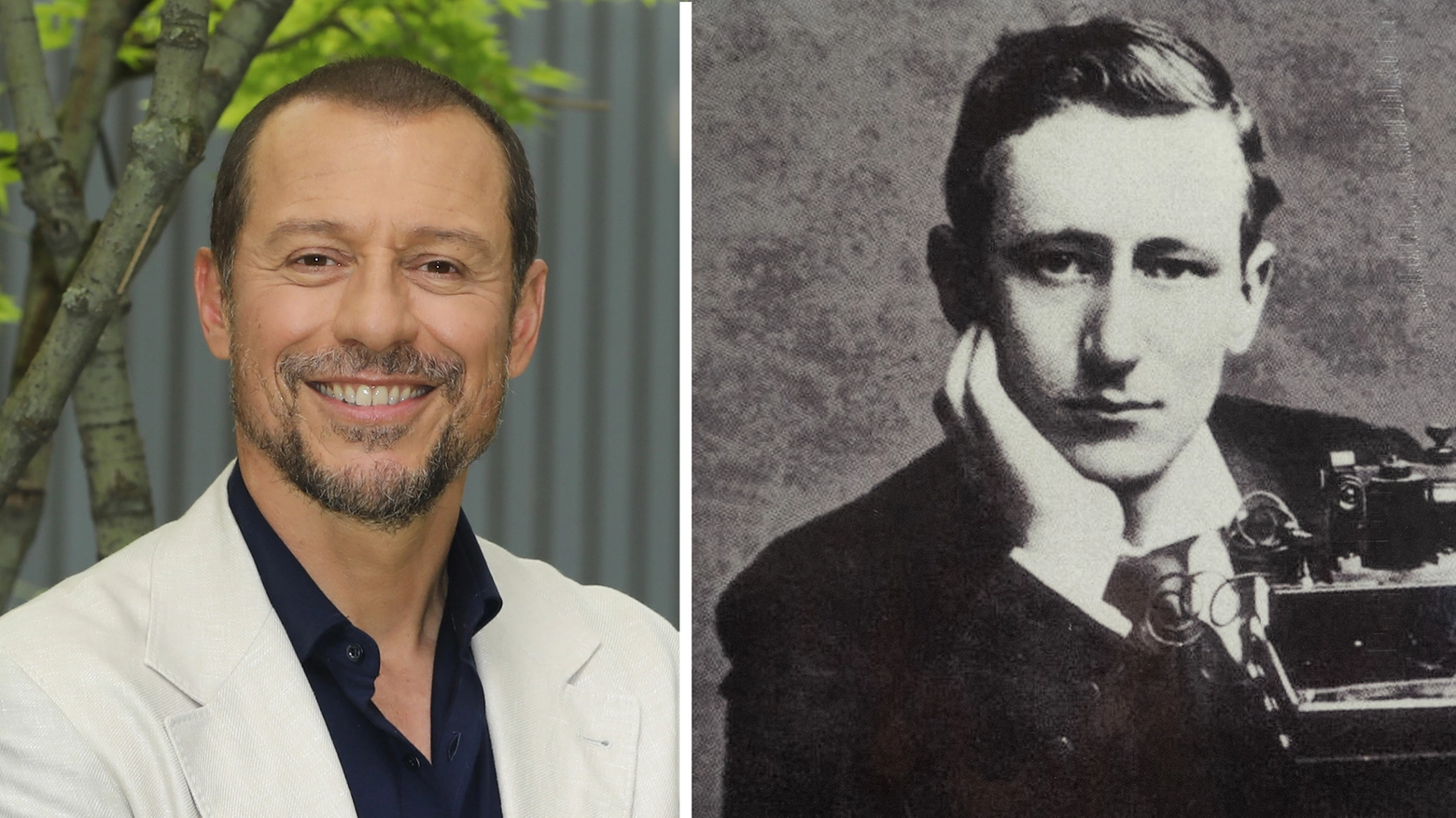 Stefano Accorsi (a sinistra, foto Ansa) interpreterà Guglielmo Marconi (a destra, foto Dire) nella nuova fiction Rai