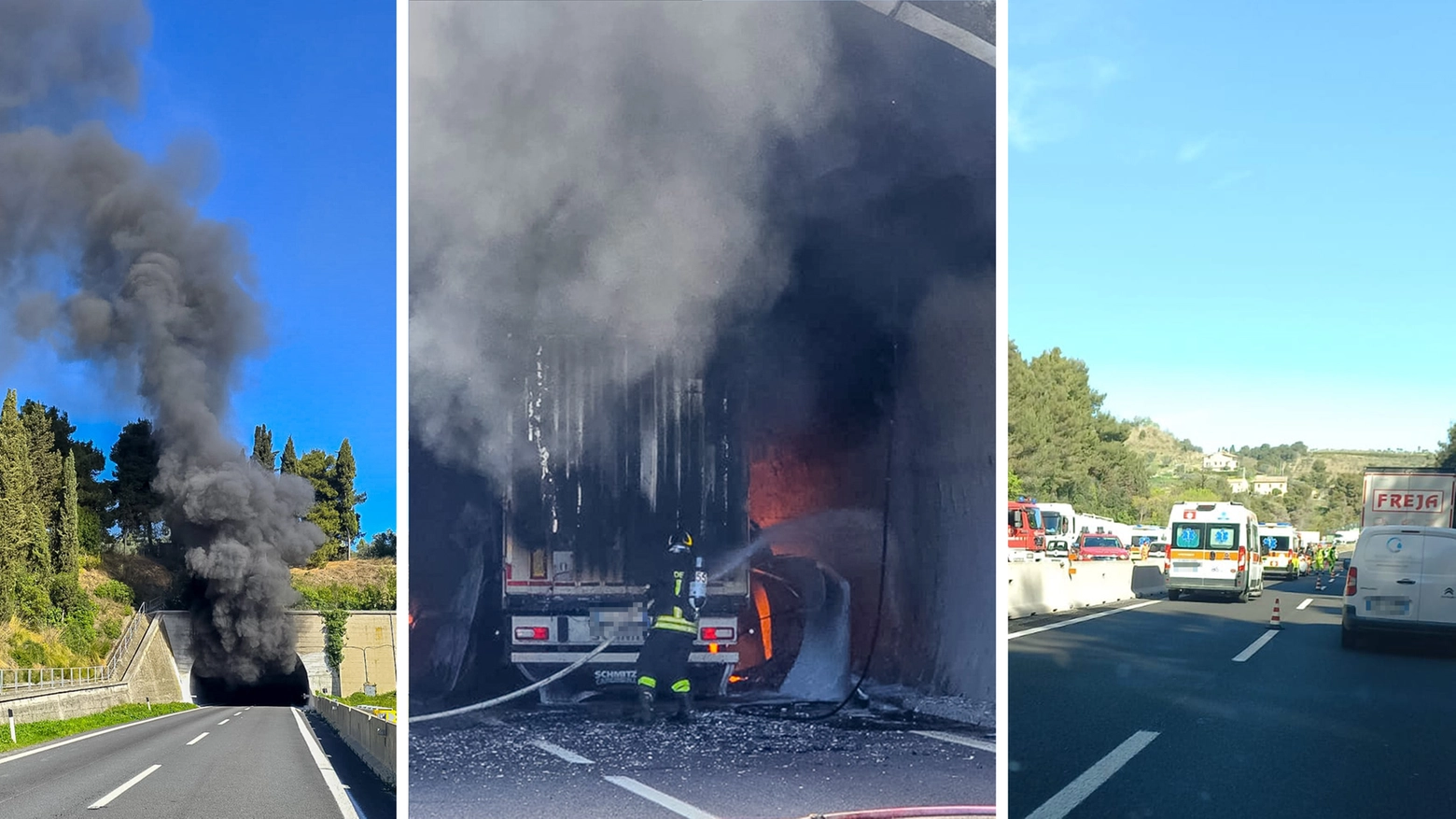 Incidente in A14, camion a fuoco in galleria: un morto e diversi feriti. Traffico paralizzato, caos anche sulla Statale Adriatica