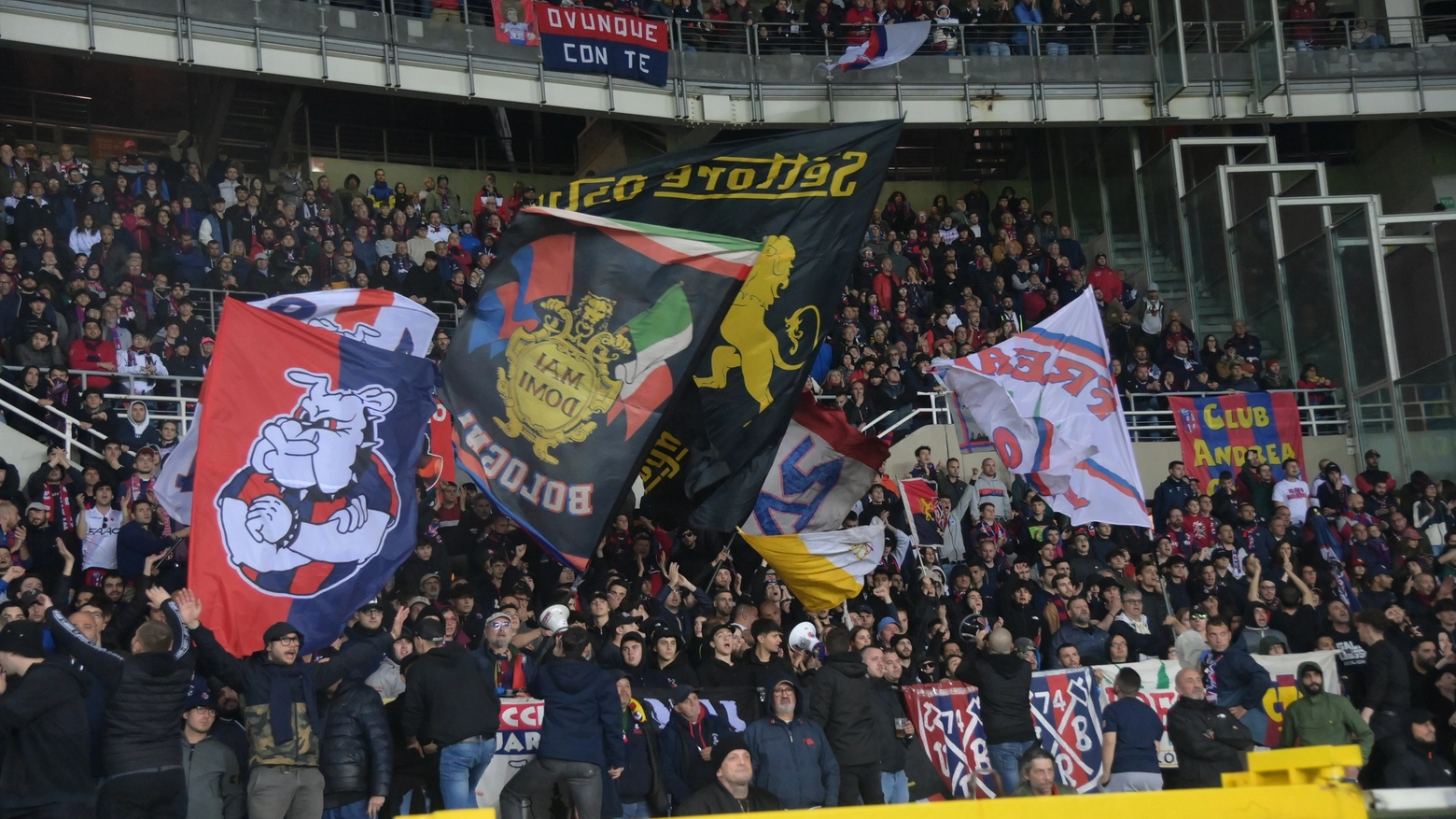 Gli spalti del Bologna durante la partita contro il Torino (Foto Schicchi)