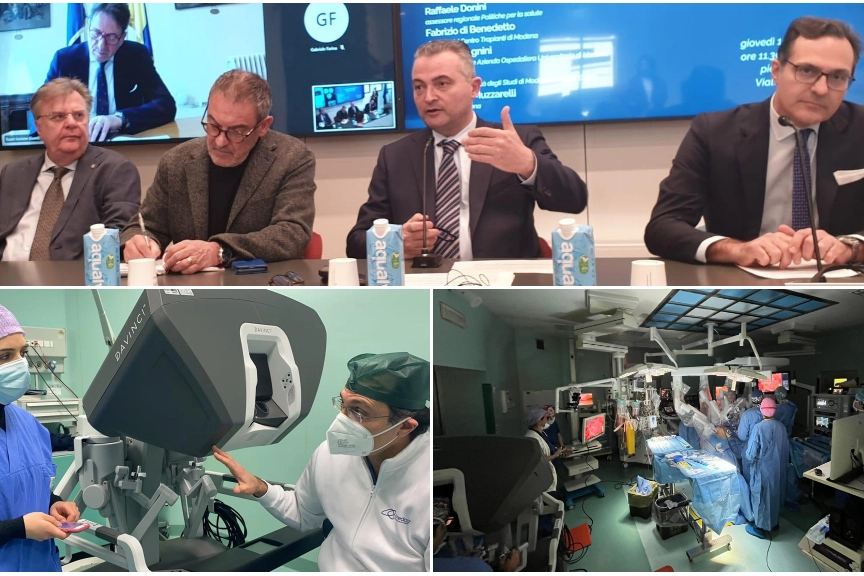 Al Policlinico di  Modena è stato eseguito un trapianto di fegato (intero) con tecnica robotica mini-invasiva: è il primo in Italia. La presentazione in conferenza stampa