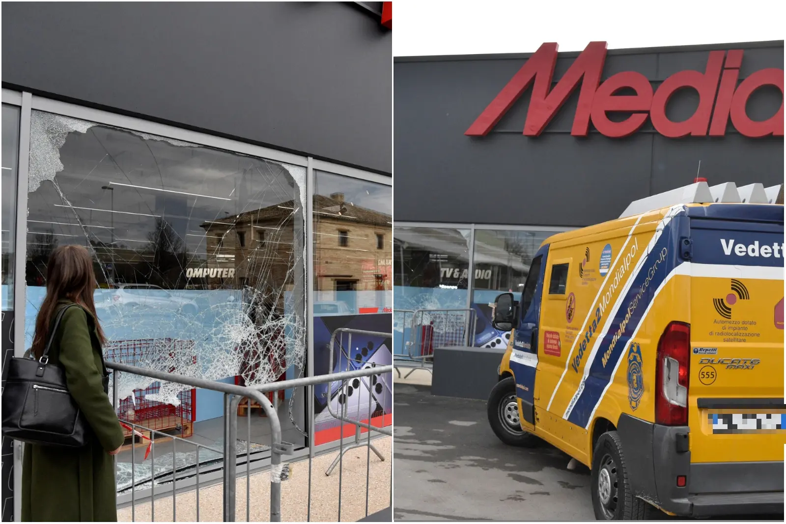 Maxi furto da MediaWorld: ladri sfondano la vetrata, poi la razzìa di telefonini