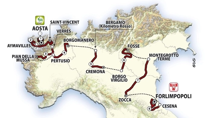 Cartina con le tappe del Giro Next Gen