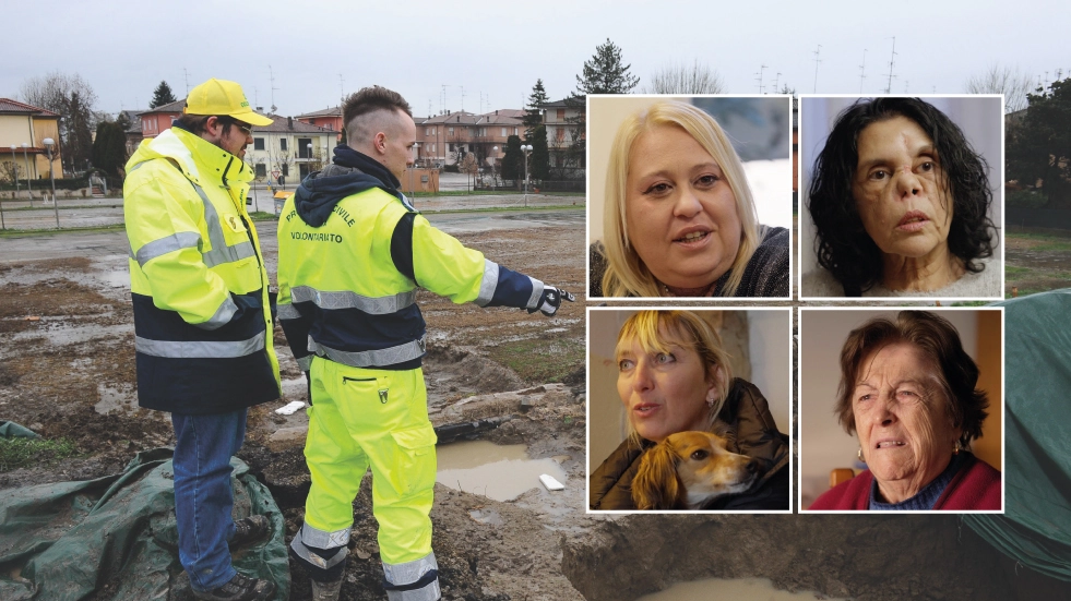 In alto da sinistra, in senso orario: Silvia Dal Santerno, Silvia Campana, Giuliana Bordini e Isabella Salvini, alluvionate e fra i protagonisti del documentario