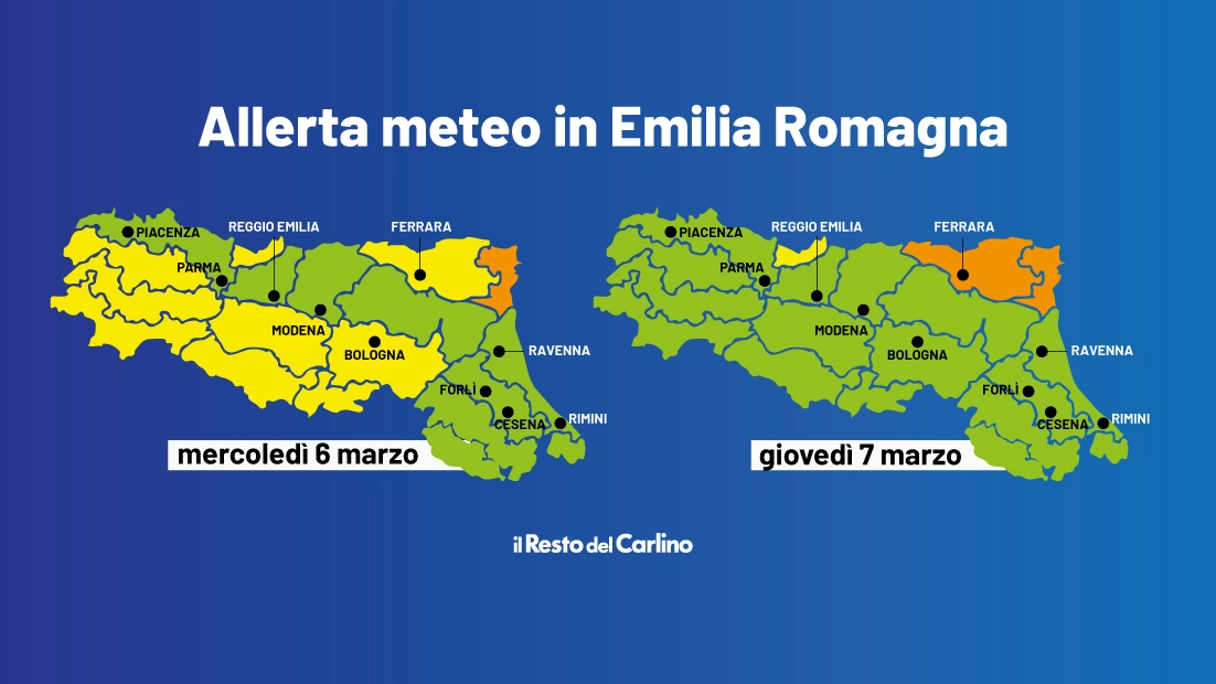 Allerta meteo arancione e gialla in Emilia Romagna