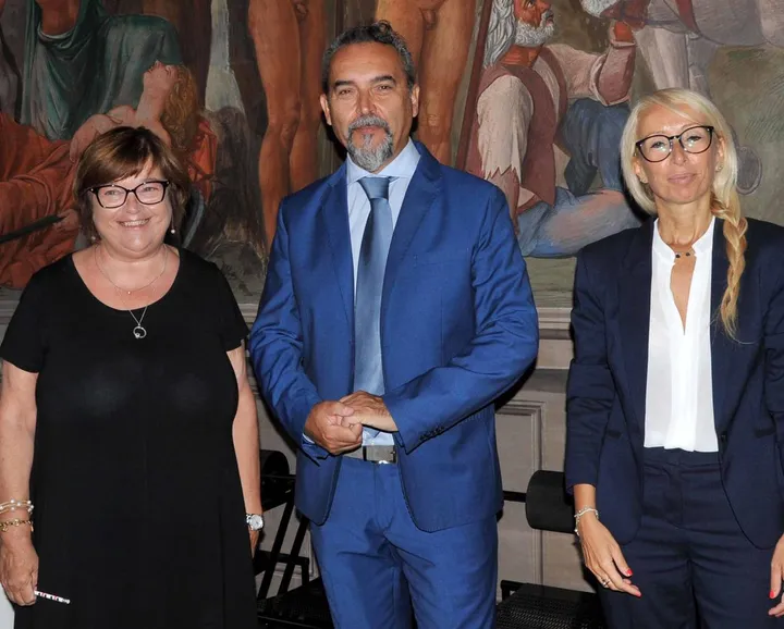 Il CdA di Ferrara Fiere. Da sinistra Donatella Zuffoli, Andrea Moretti (presidente) e Silvia Paparella
